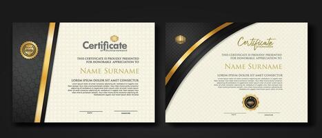 Luxury certificate template with textured effect dan line gold shine on frame background. new Collections vector