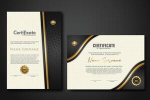 Luxury certificate template with textured effect dan line gold shine on frame background. new Collections vector