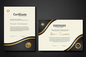 Luxury certificate template with textured effect dan line gold shine on frame background. new Collections vector
