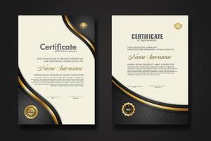 Luxury certificate template with textured effect dan line gold shine on frame background. new Collections vector