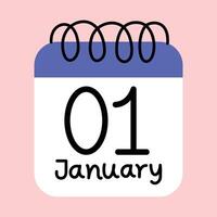 1st January calendar icon January 1 calendar Date Month icon vector