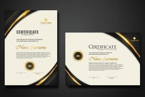 Luxury certificate template with glitter effect dan lines gold shine on frame background vector