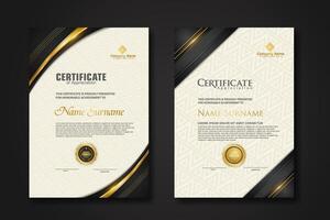 Luxury certificate template with glitter effect dan lines gold shine on frame background vector