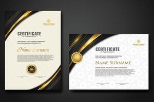 Luxury certificate template with glitter effect dan lines gold shine on frame background vector