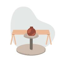 Process of creating ceramics in the workshop vector