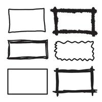 Set of hand drawn elements for selecting text.Hand drawn frames on white background. vector