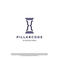 Code with pillar logo design template illustration vector