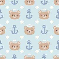 Seamless pattern with marine bear vector
