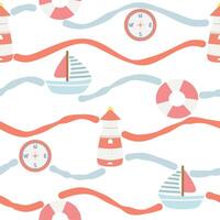 Seamless pattern with marine bear vector
