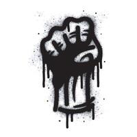 Spray Painted Graffiti fist hand icon Sprayed isolated with a white background. graffiti fist power symbol with over spray in black over white. vector