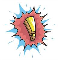 Cartoon speech bubble with exclamation mark. Attention sign icon. Hazard warning symbol. vector