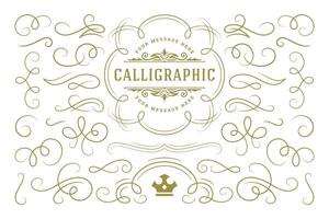 Calligraphic design elements vintage ornaments swirls and scrolls ornate decorations design elements vector