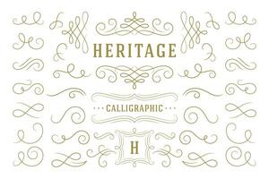 Calligraphic design elements vintage ornaments swirls and scrolls ornate decorations design elements. vector
