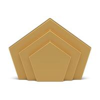Golden metallic pentagonal level vertical wall geometric construction front view realistic vector