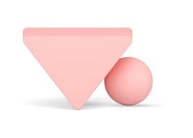 Triangle sphere math decorative podium pink vertical 3d basic foundation realistic vector