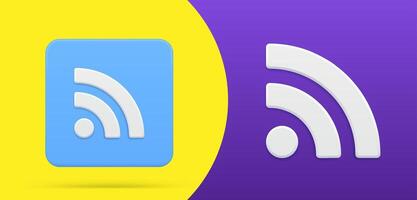 Wifi signal diagonally placed wireless zone internet connection simple 3d icon button set vector