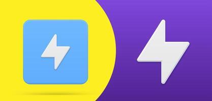 Simple lightning 3d icon button set illustration. Abstract arrow symbol of charge electricity vector