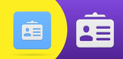 Multipurpose personal identification card with clipboard avatar simple 3d icon button set vector