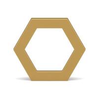 Golden metallic hexagonal geometric shape angled border construction realistic illustration vector