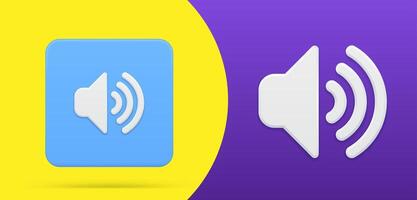 Loudspeaker volume sound user interface indicator simple 3d icon button set illustration vector