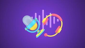Radio leading, hosting podcast, online live streaming musical media interview 3d icon isometric vector