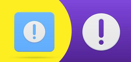 Simple exclamation point white circle frame 3d icon button set illustration symbol of alert vector