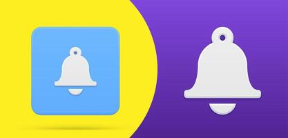 Notification ring bell simple 3d icon button set illustration. Alarm clock, incoming inbox vector