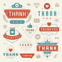 Thank You Labels and Badges typography design elements set vector