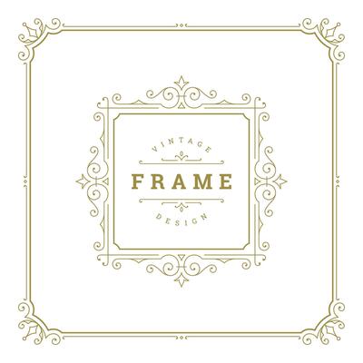 Vintage flourishes ornament swirls lines frame template illustration.