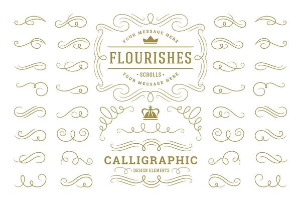 Calligraphic design elements vintage ornaments swirls and scrolls ornate decorations design elements.