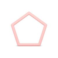 Pink pentagonal glossy framework minimalist geometric decor basic foundation realistic vector