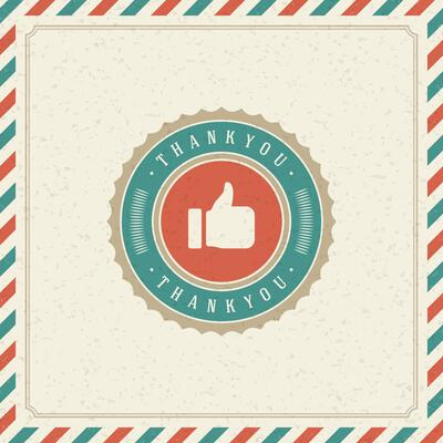 Thank You Typography Message Vintage Greeting Card design template