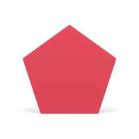 Red vertical pentagon wall decorative construction geometric 3d element front view realistic vector