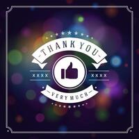 Thank You Typography Message Vintage Greeting Card design template vector