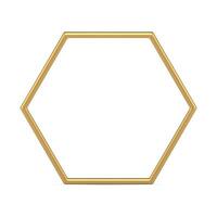 Realistic golden hexagon outline traditional shape metallic decorative design 3d template vector