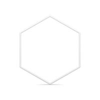 White polygonal symmetric geometry frame basic foundation six side corner 3d element decor vector