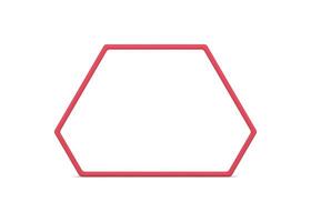 Red hexagonal decorative frame 3d design element front view realistic illustration vector