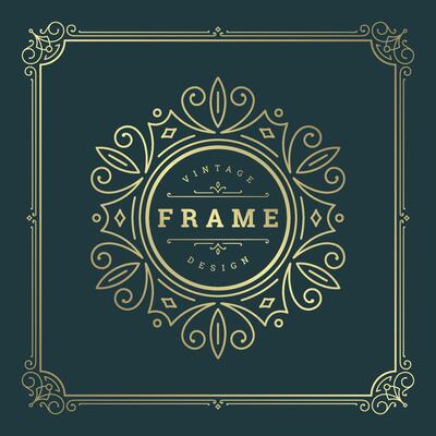 Vintage flourishes ornament swirls lines frame template illustration victorian ornate border for greeting cards