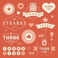 Thank You Labels and Badges typography design elements set vector