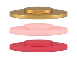 Collection realistic circle pedestal with podium level for marketing product presentation 3d vector
