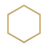 Luxury golden hexagonal metallic glossy frame empty realistic border design 3d mockup vector