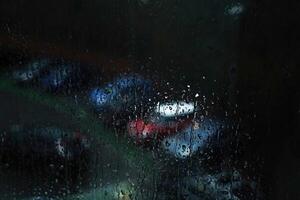Window Rain, A serene blend of water and glass, Raindrops on Abstract Textured Glass photo