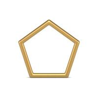 Golden thick pentagonal frame five side angled decorative border 3d element realistic vector