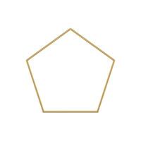 Pentagonal golden frame mathematical figure 3d decor element realistic illustration vector