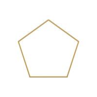 Pentagonal golden frame mathematical figure 3d decor element realistic illustration vector