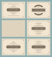 Vintage ornament greeting cards set templates flourish ornate frames and pattern background vector