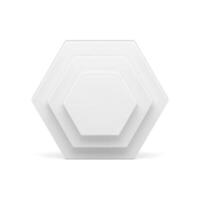 White symmetric hexagonal multilevel vertical wall geometric basic foundation 3d element vector