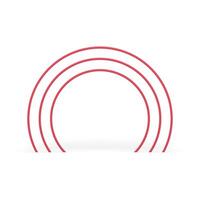 Red round level arch metallic construction geometric 3d element decorative design realistic vector