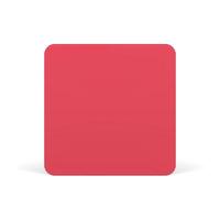 Red cube glossy squared foundation base symmetric ornament vertical wall front view realistic vector