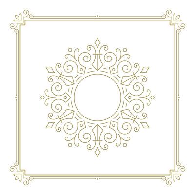 Vintage flourishes ornament swirls lines frame template illustration.